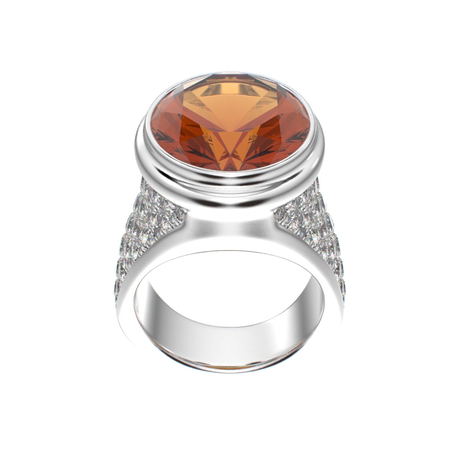 Signature Ring - Citrine & Moissanites - 925 Silver - BeckonJewel