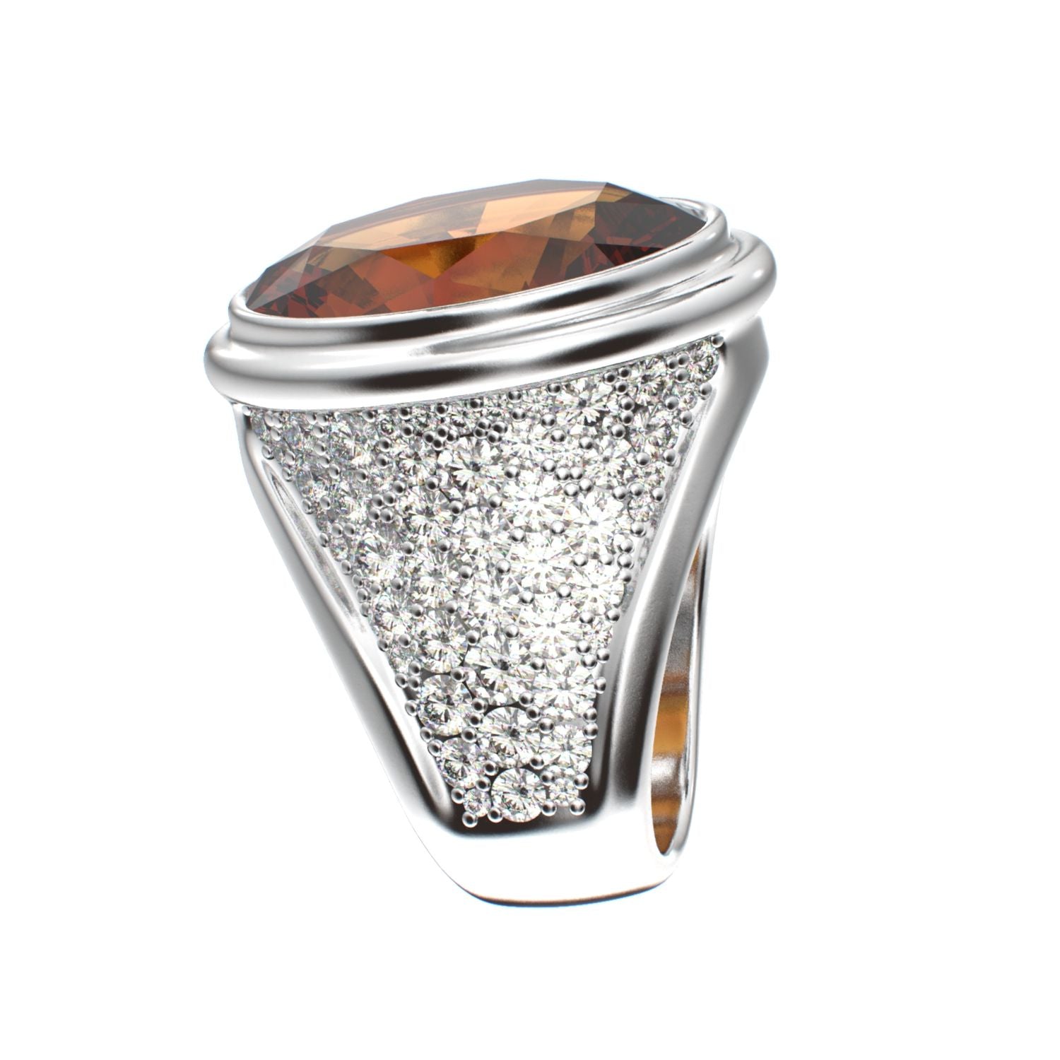 Signature Ring - Citrine & Moissanites - 925 Silver - BeckonJewel