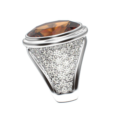 Signature Ring - Citrine & Moissanites - 925 Silver - BeckonJewel