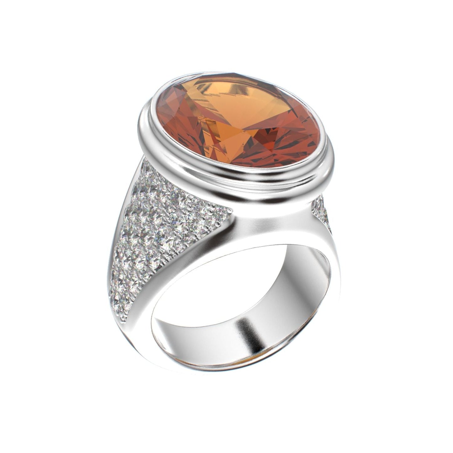 Signature Ring - Citrine & Moissanites - 925 Silver - BeckonJewel