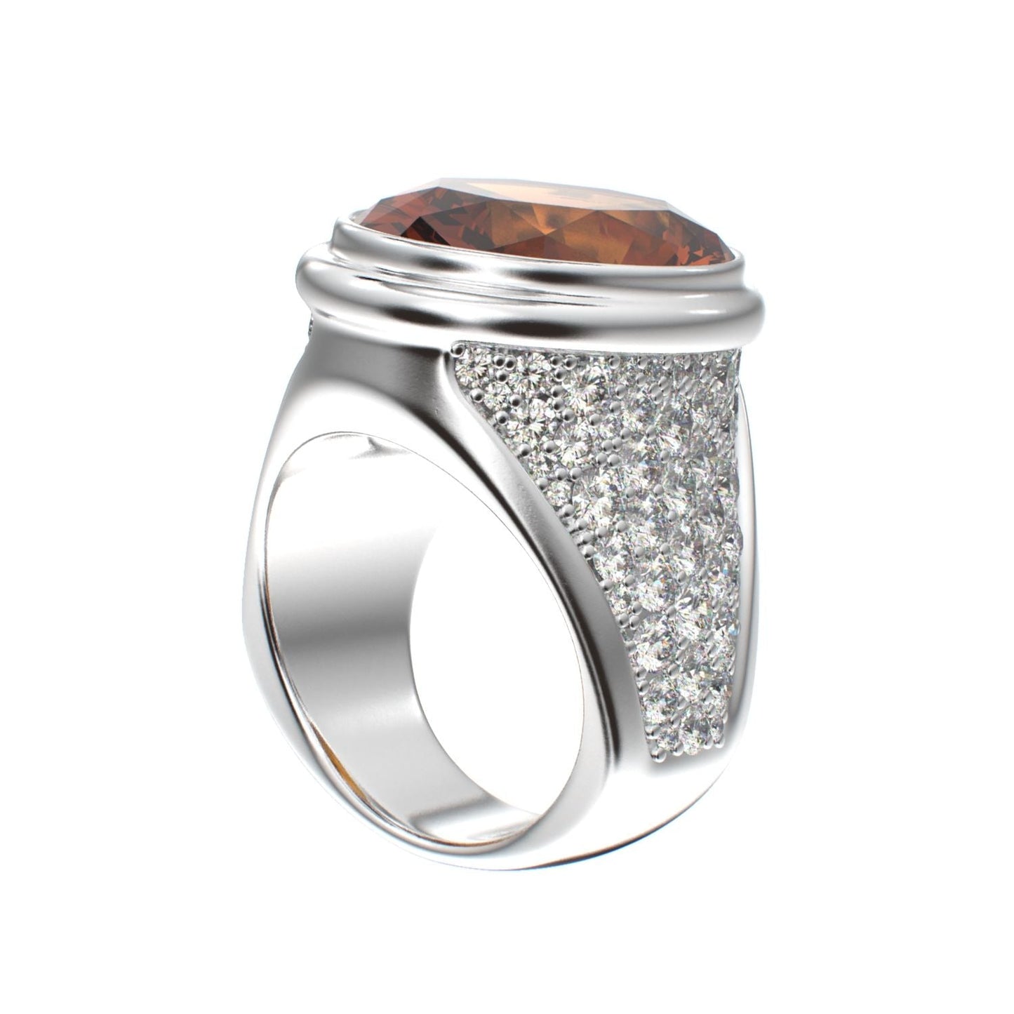 Signature Ring - Citrine & Moissanites - 925 Silver - BeckonJewel