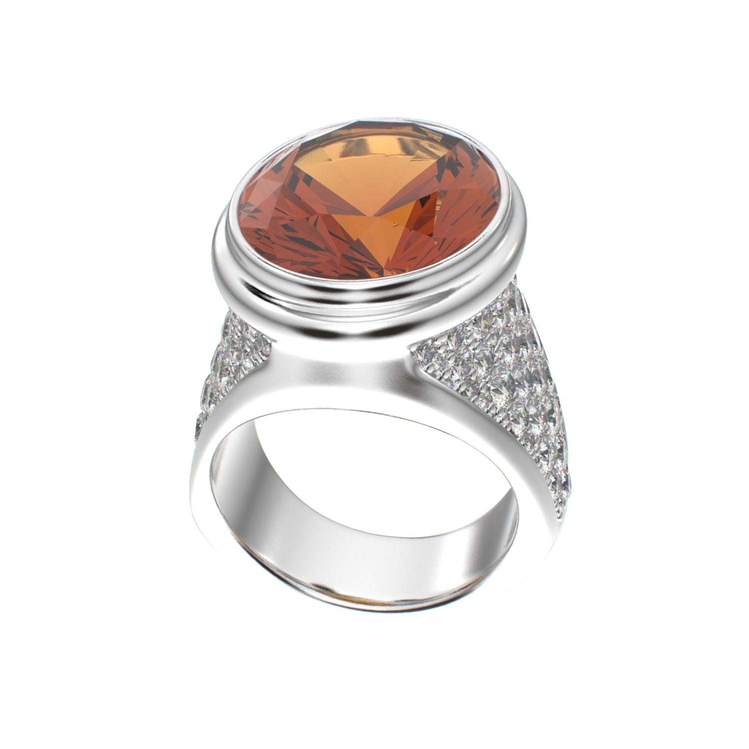 Signature Ring - Citrine & Moissanites - 925 Silver - BeckonJewel