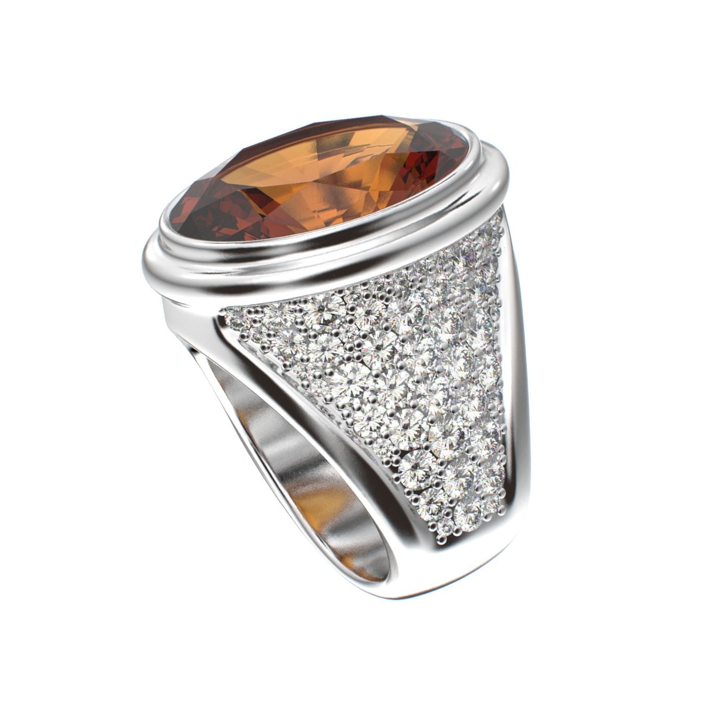 Signature Ring - Citrine & Moissanites - 925 Silver - BeckonJewel