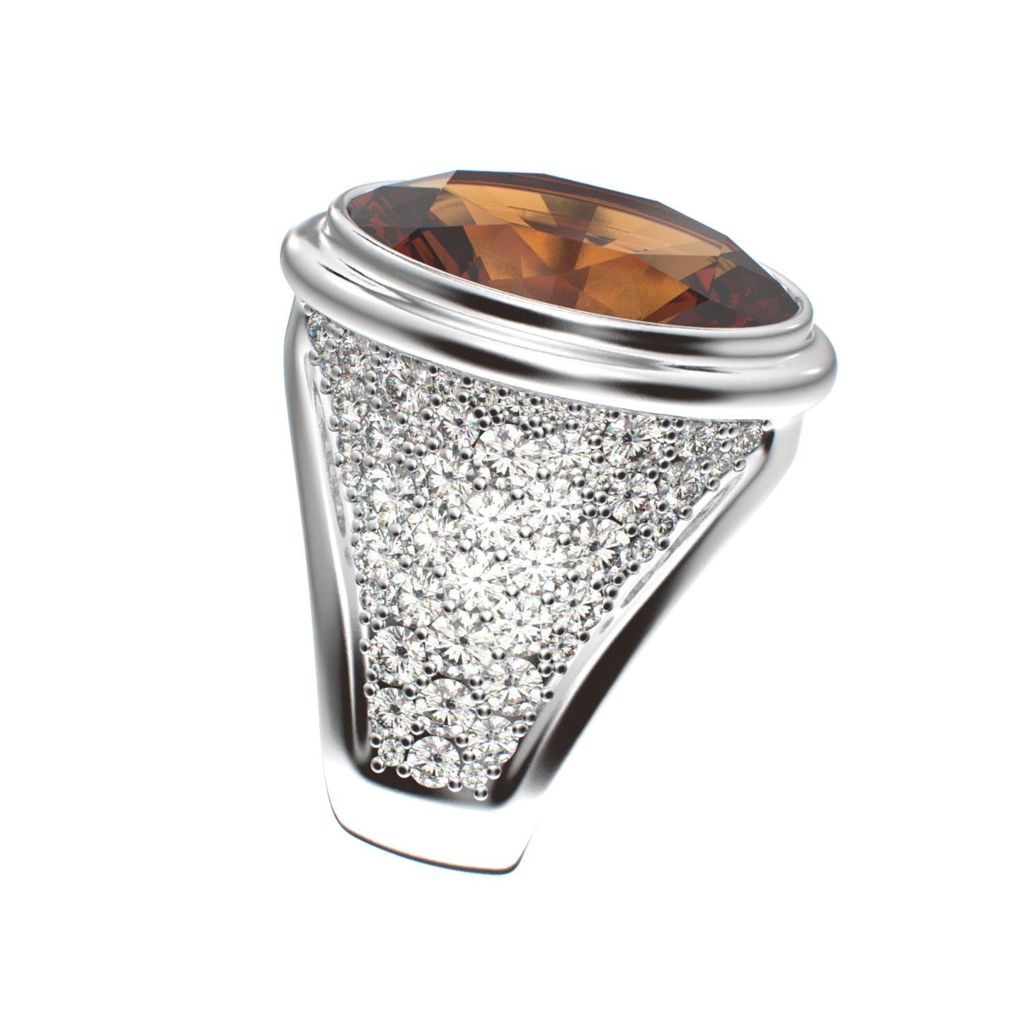 Signature Ring - Citrine & Moissanites - 925 Silver - BeckonJewel