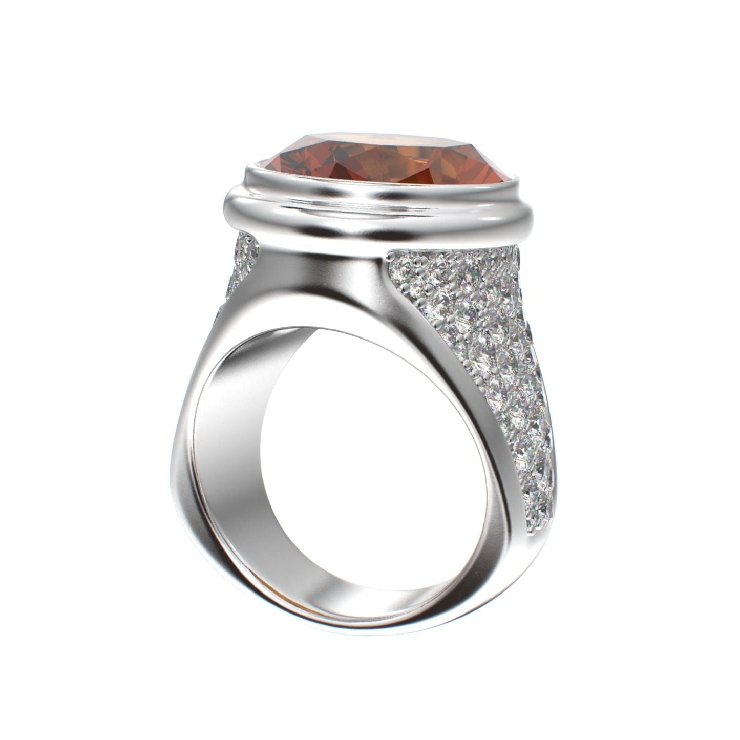 Signature Ring - Citrine & Moissanites - 925 Silver - BeckonJewel