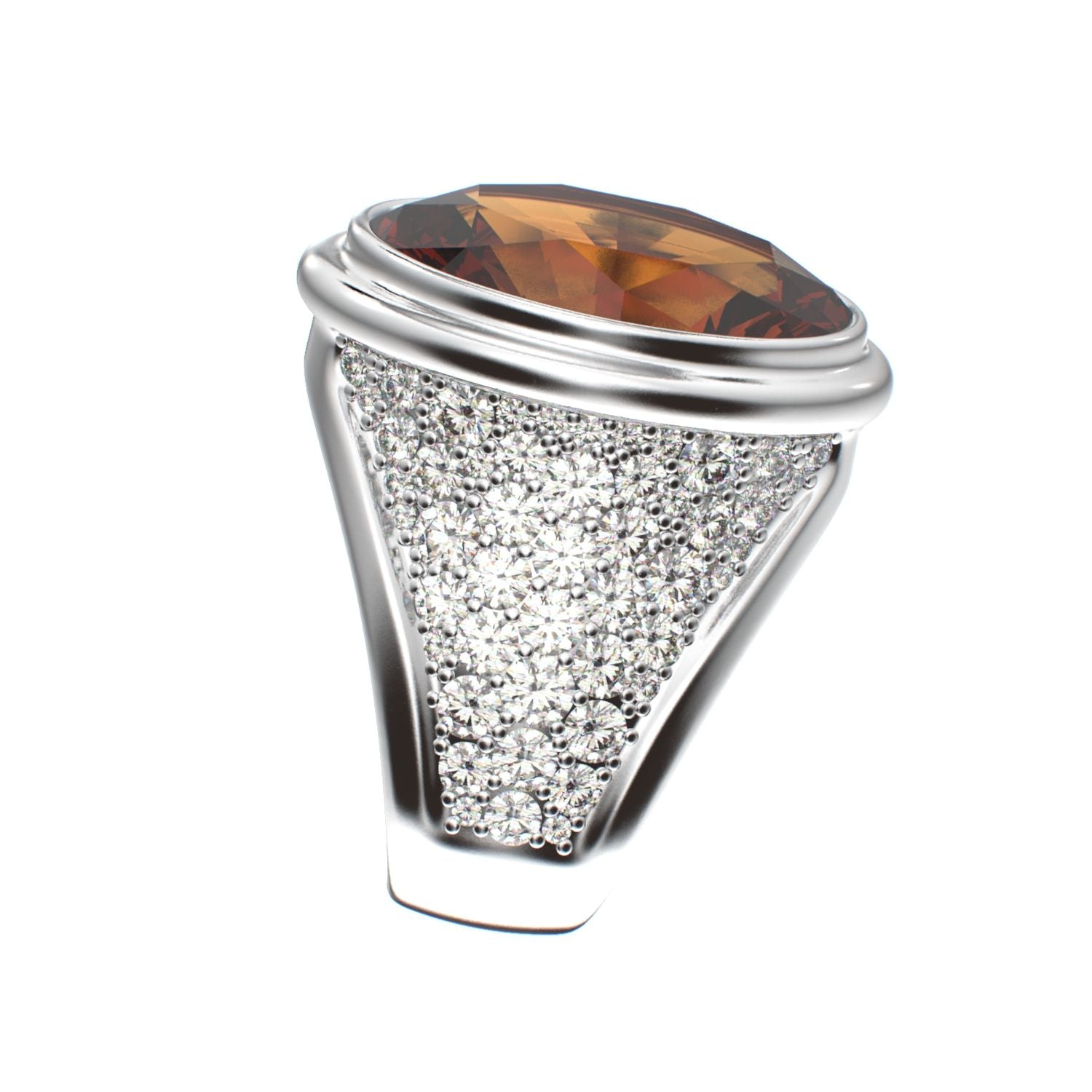 Signature Ring - Citrine & Moissanites - 925 Silver - BeckonJewel