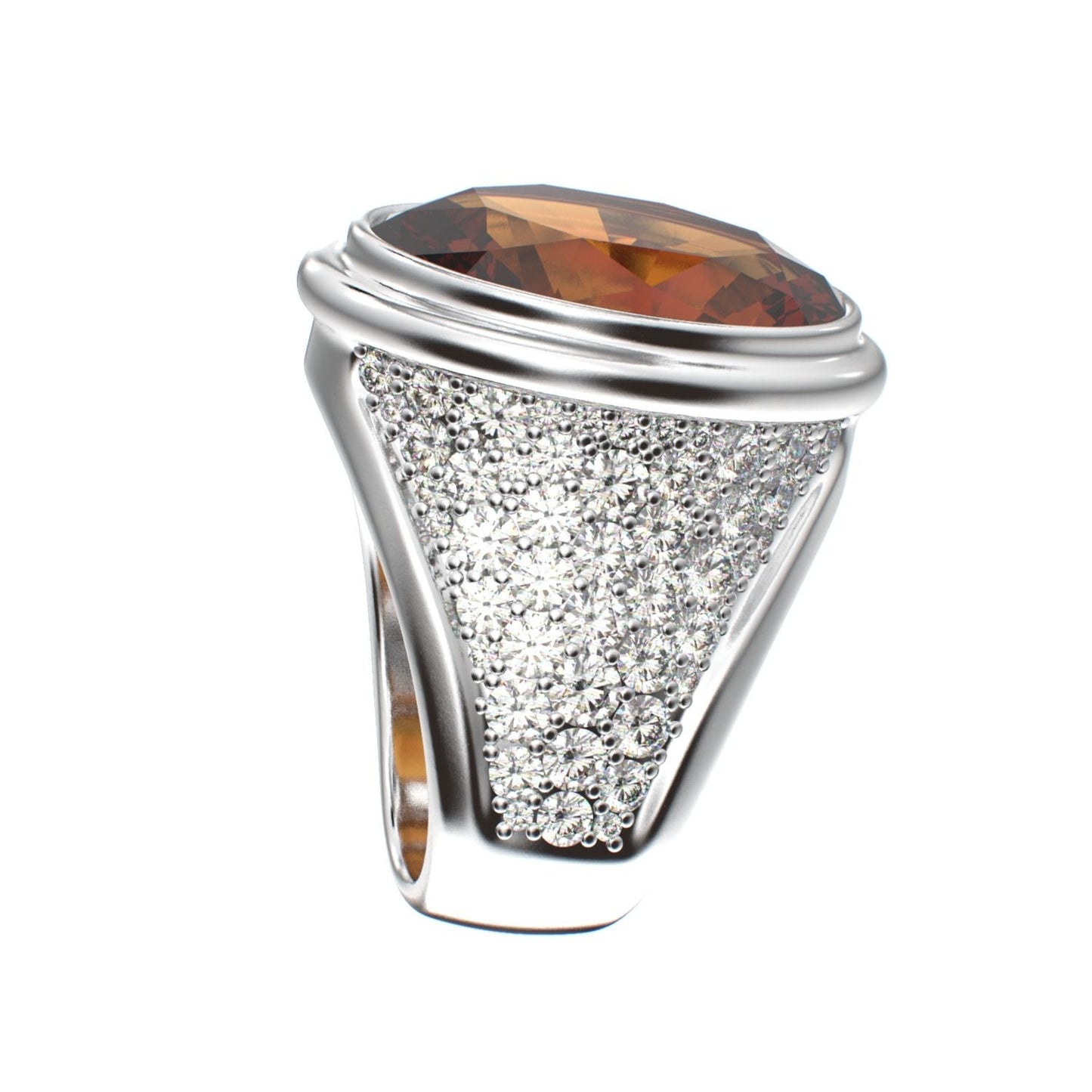 Signature Ring - Citrine & Moissanites - 925 Silver - BeckonJewel