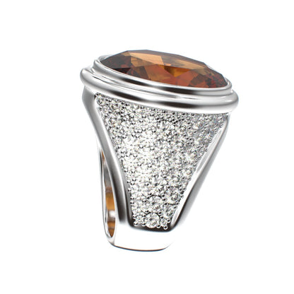 Signature Ring - Citrine & Moissanites - 925 Silver - BeckonJewel