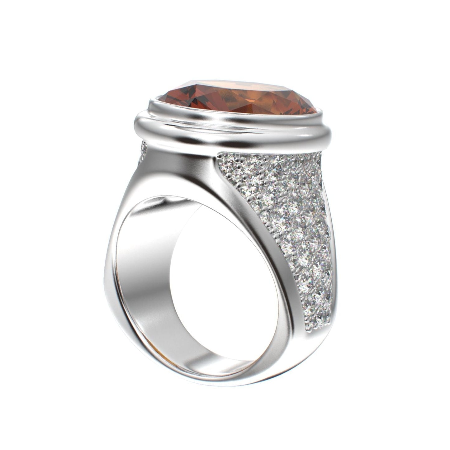 Signature Ring - Citrine & Moissanites - 925 Silver - BeckonJewel