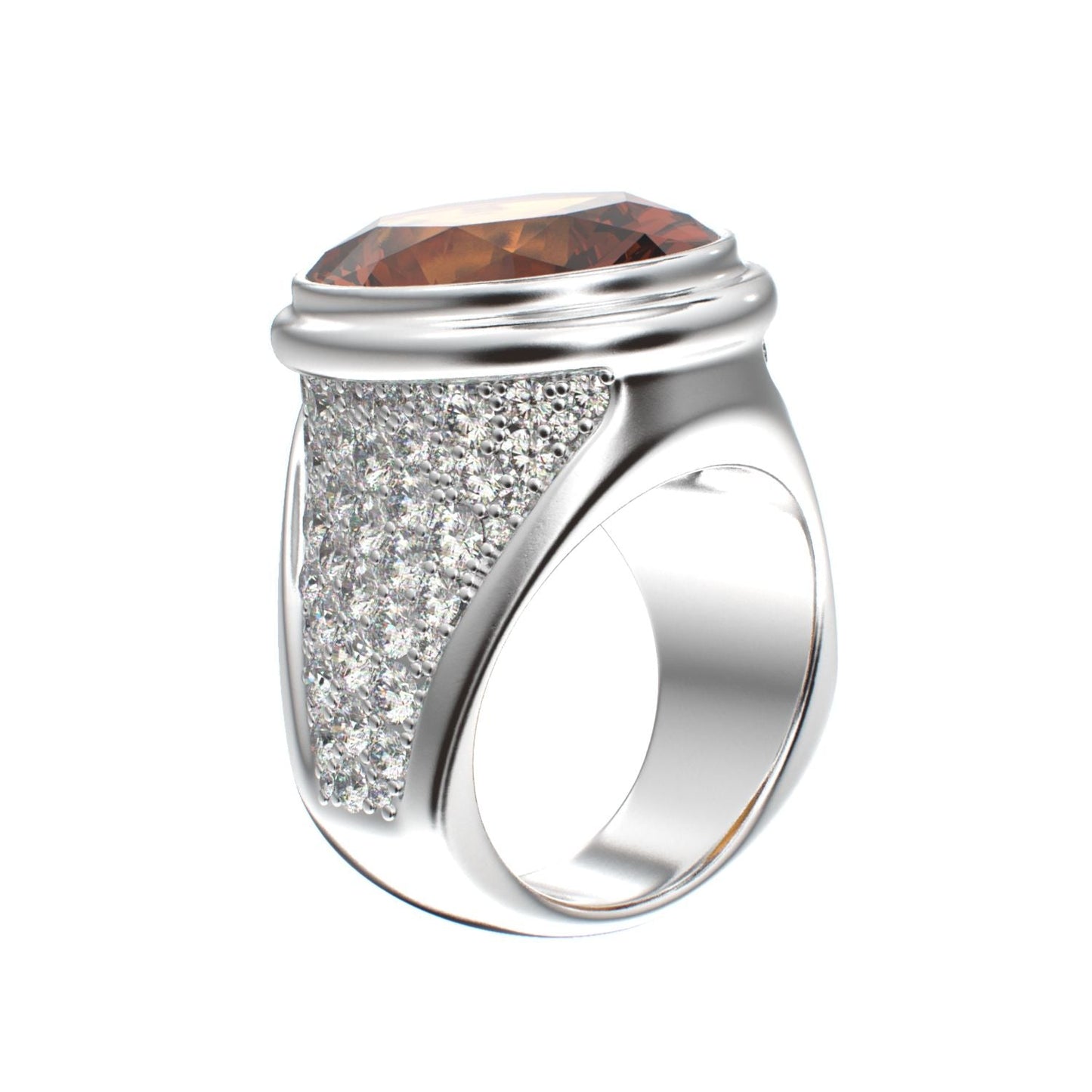 Signature Ring - Citrine & Moissanites - 925 Silver - BeckonJewel