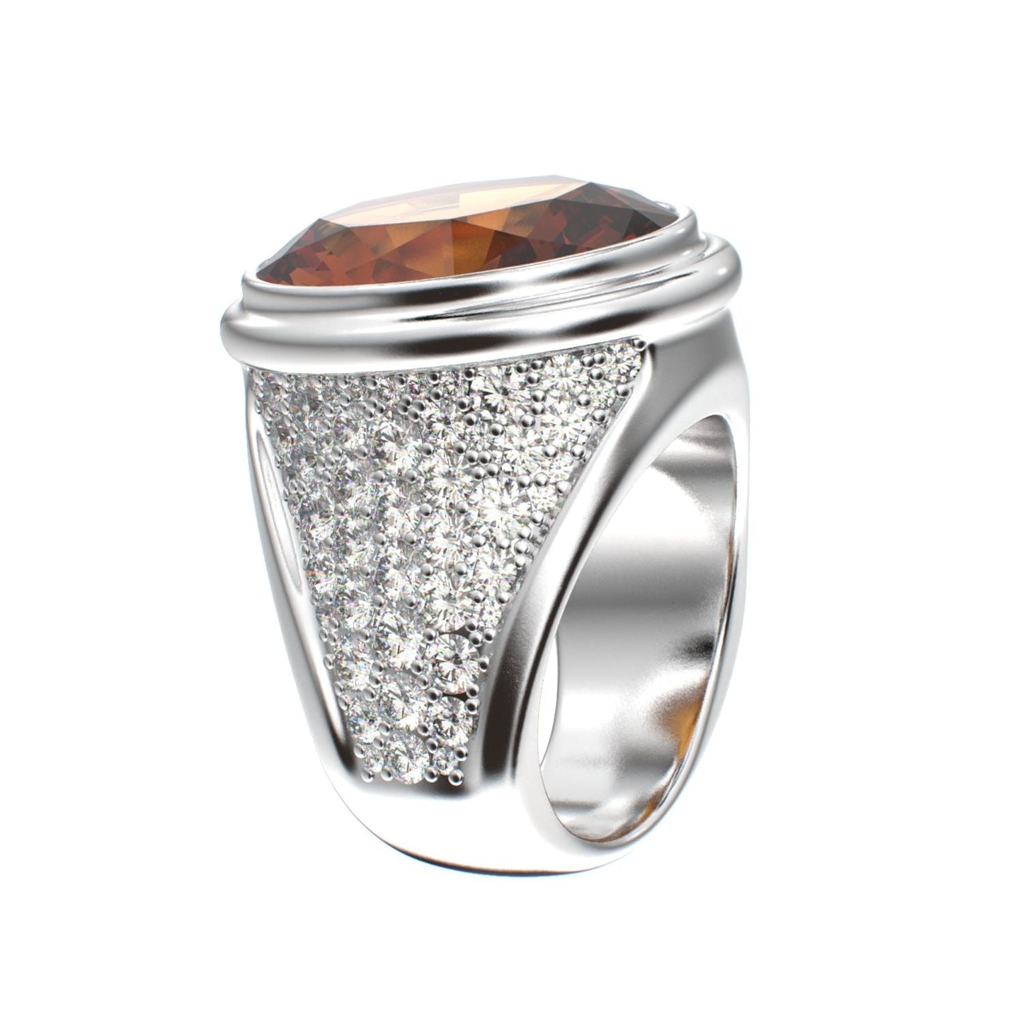 Signature Ring - Citrine & Moissanites - 925 Silver - BeckonJewel