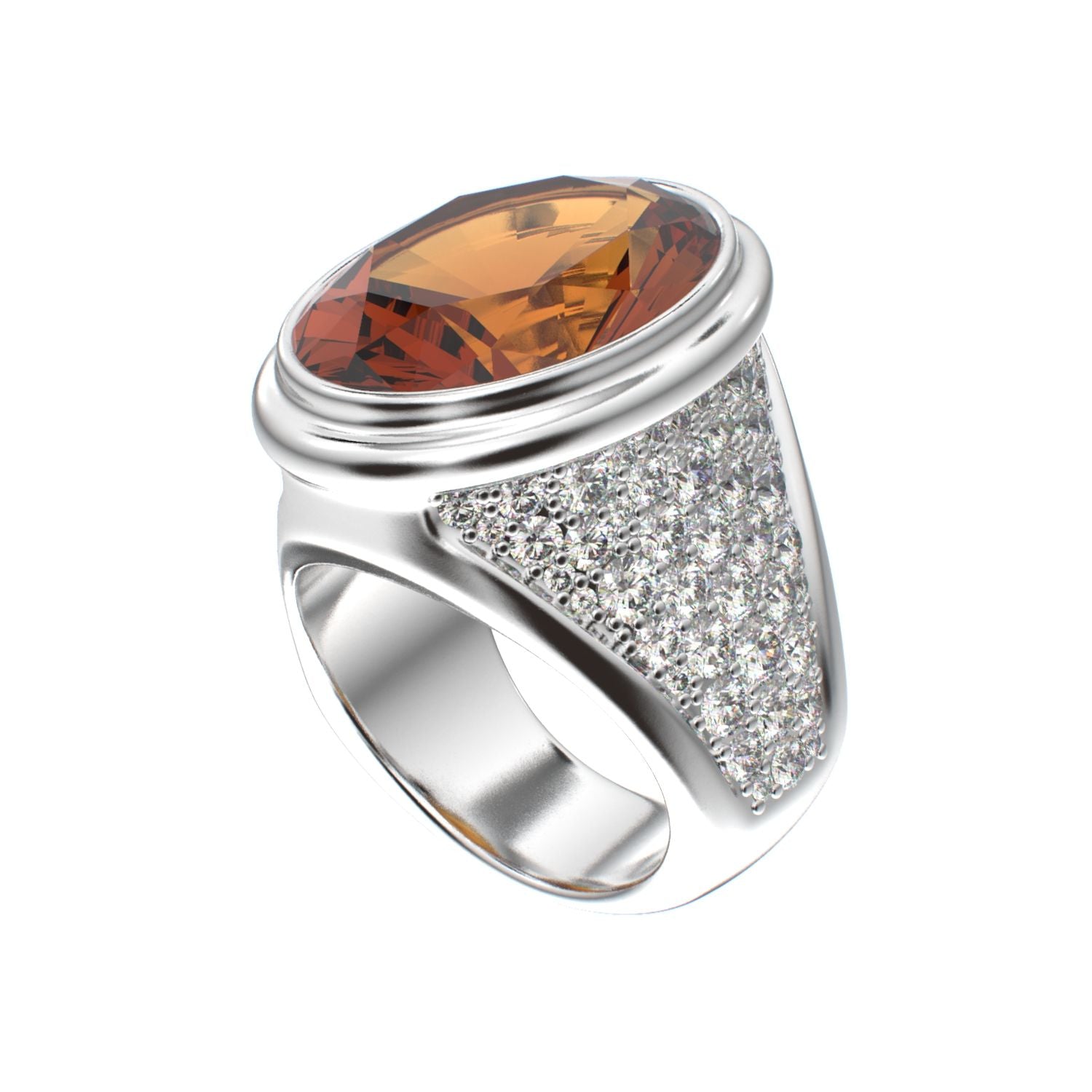 Signature Ring - Citrine & Moissanites - 925 Silver - BeckonJewel