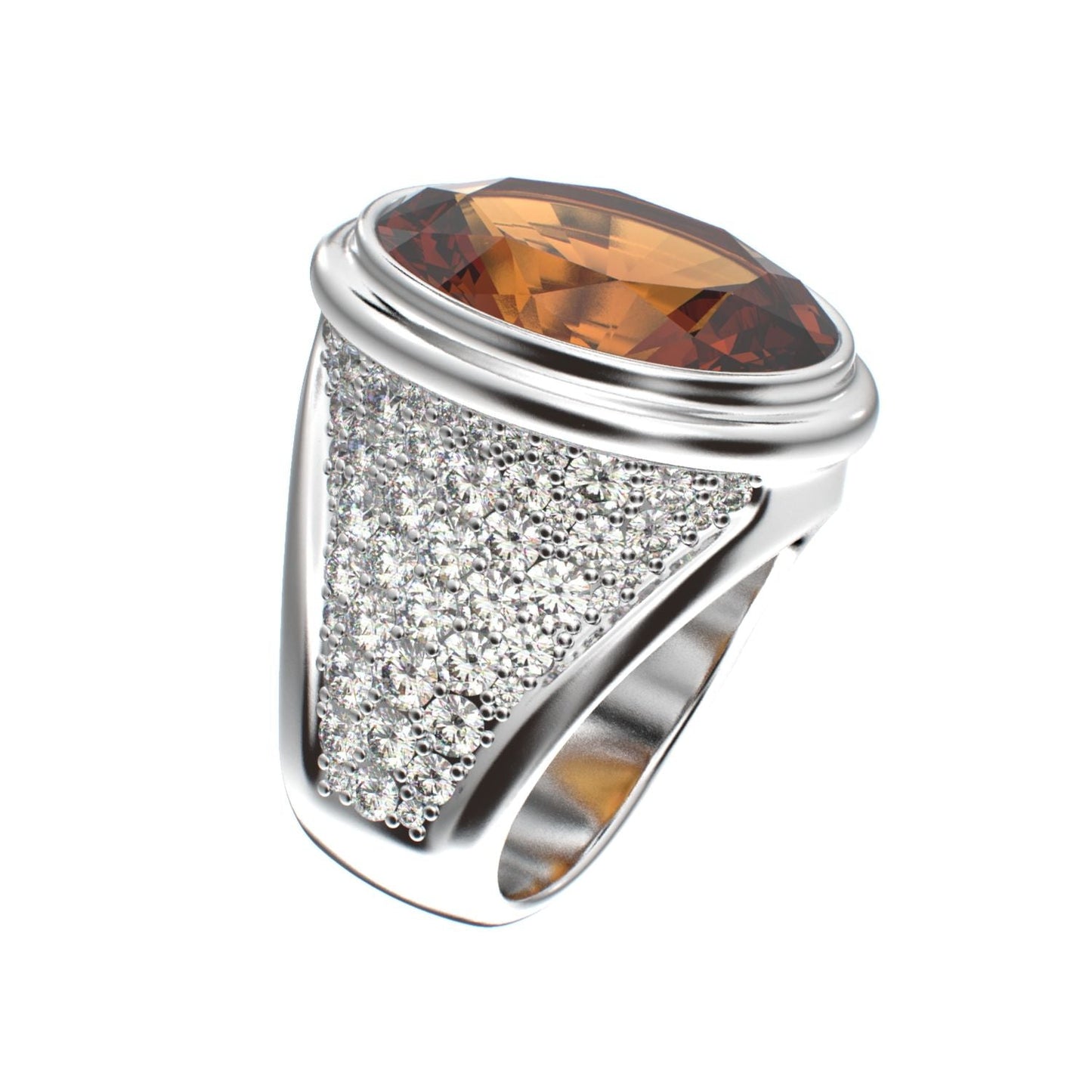 Signature Ring - Citrine & Moissanites - 925 Silver - BeckonJewel