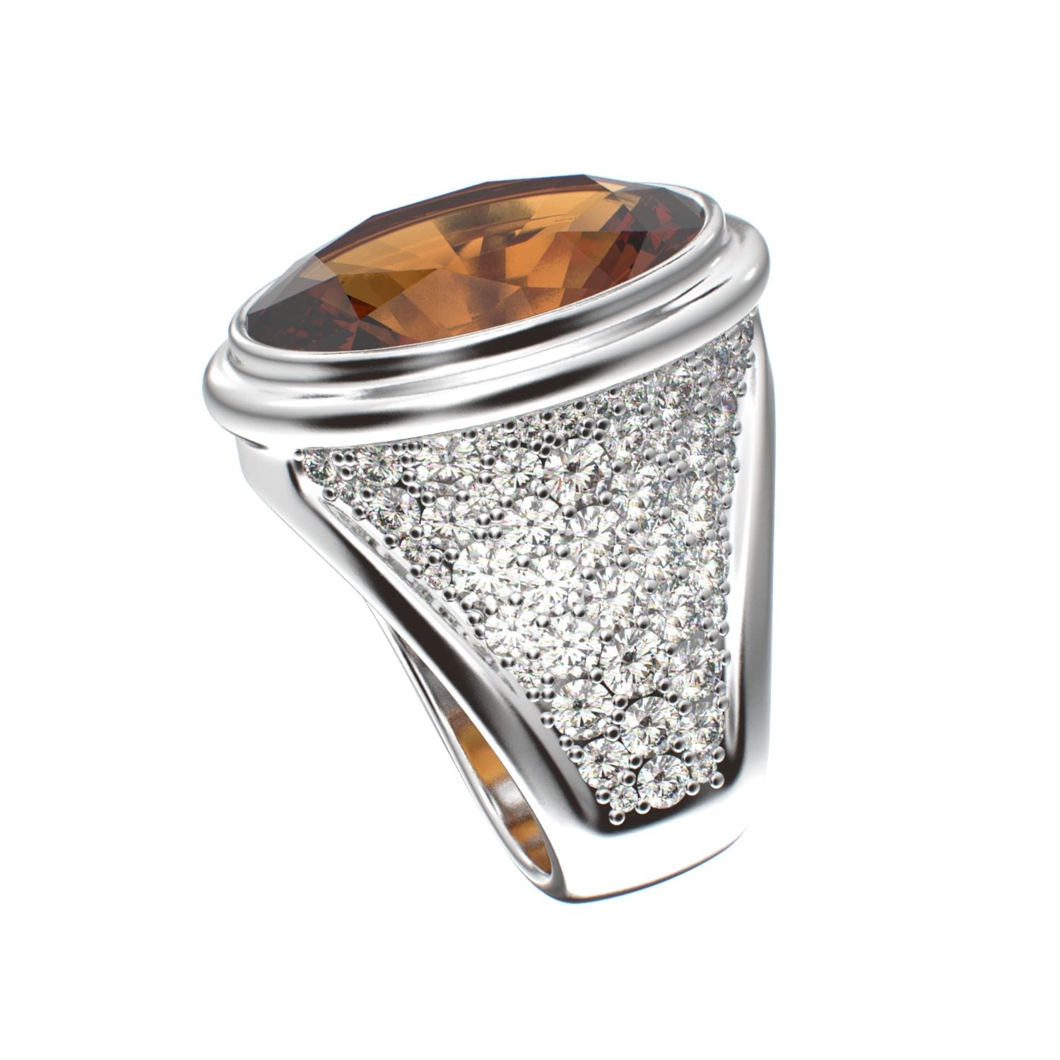 Signature Ring - Citrine & Moissanites - 925 Silver - BeckonJewel