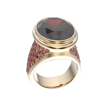 Signature Ring - Garnet - 9ct Gold - BeckonJewel