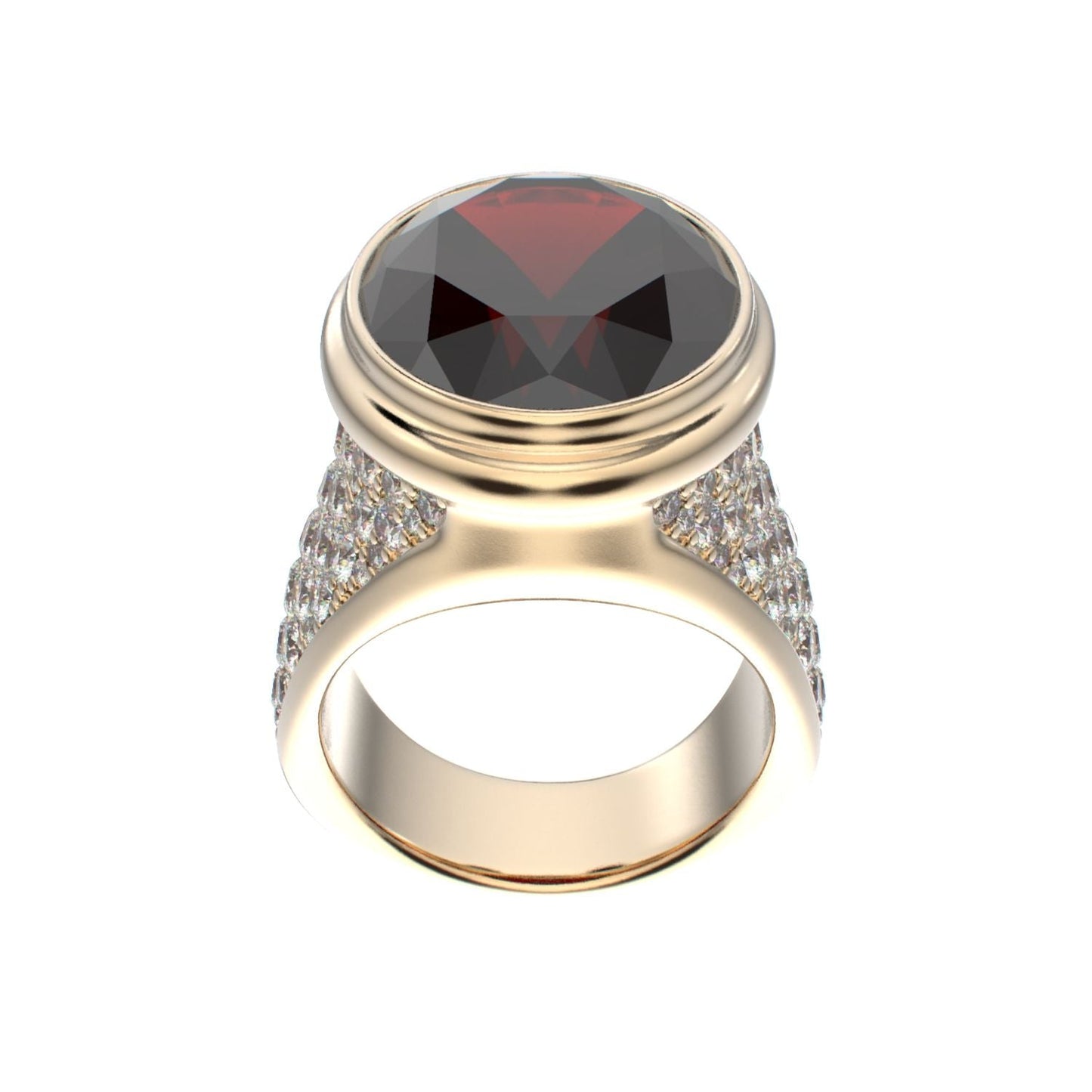 Signature Ring - Garnet & Diamond - 9ct Gold - BeckonJewel