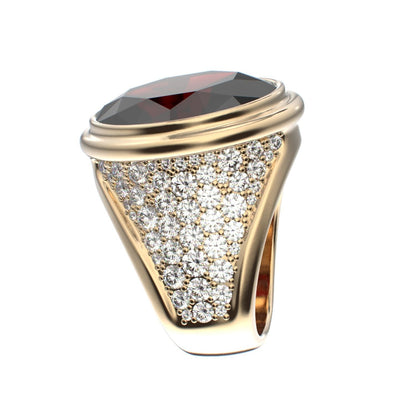 Signature Ring - Garnet & Diamond - 9ct Gold - BeckonJewel