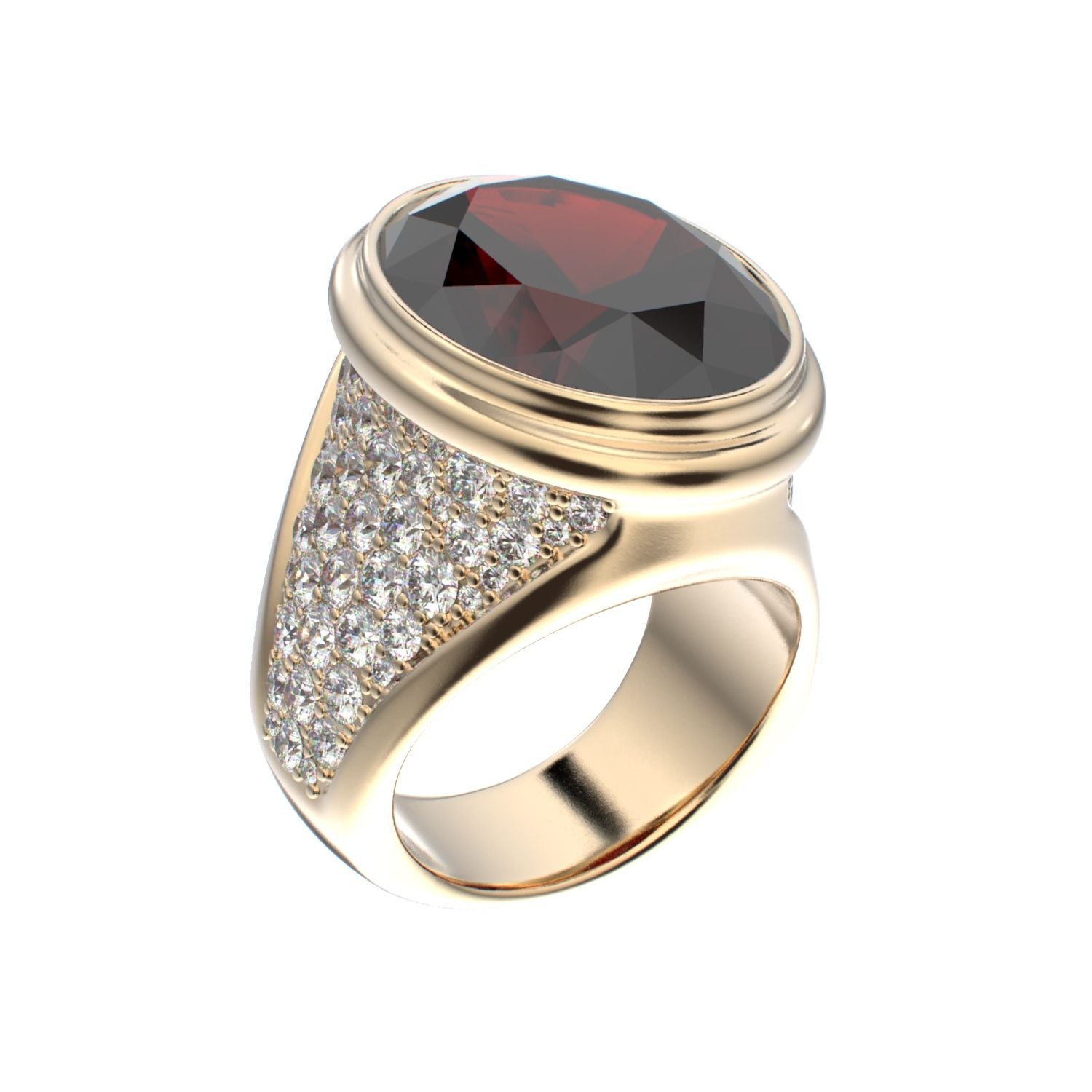 Signature Ring - Garnet & Diamond - 9ct Gold - BeckonJewel