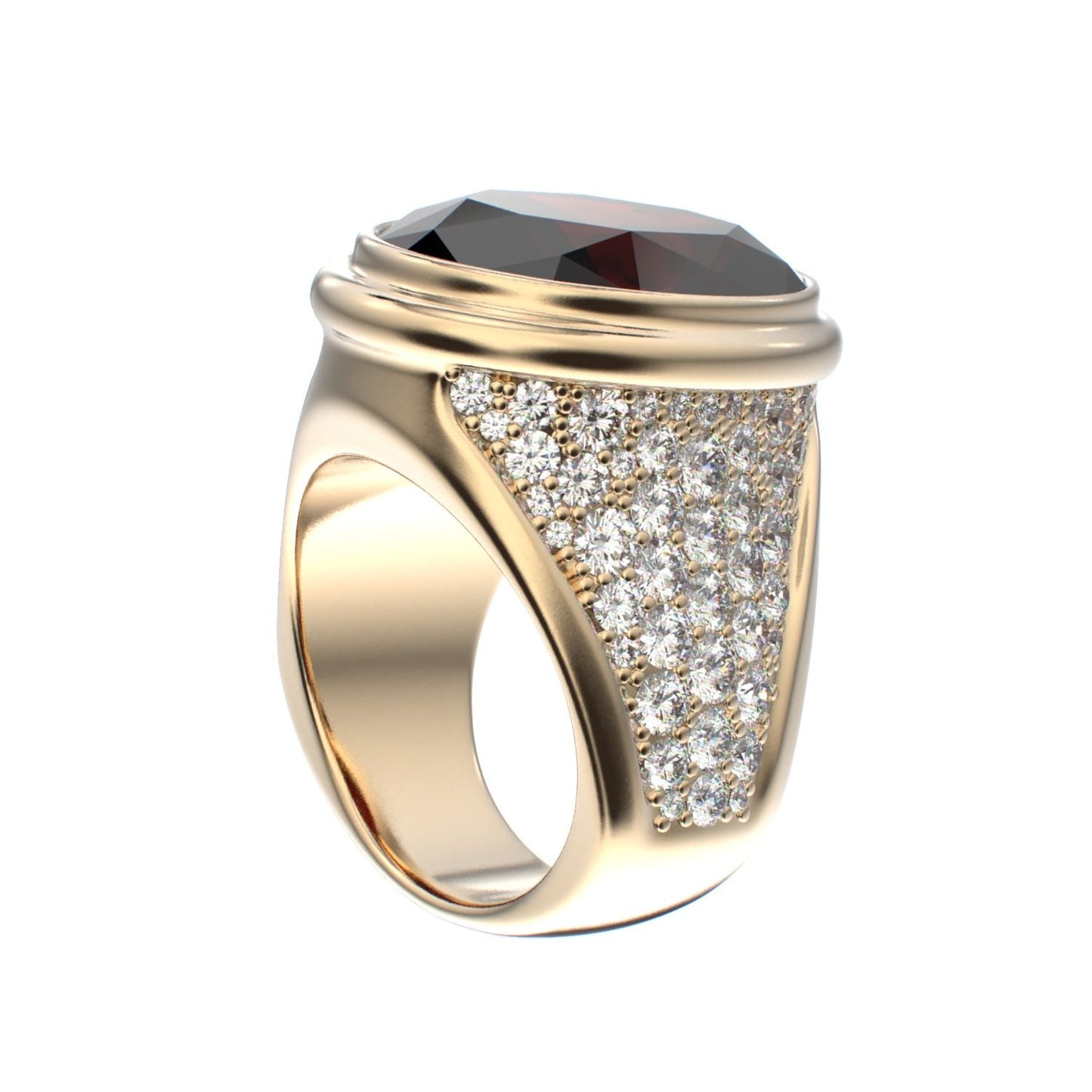 Signature Ring - Garnet & Diamond - 9ct Gold - BeckonJewel