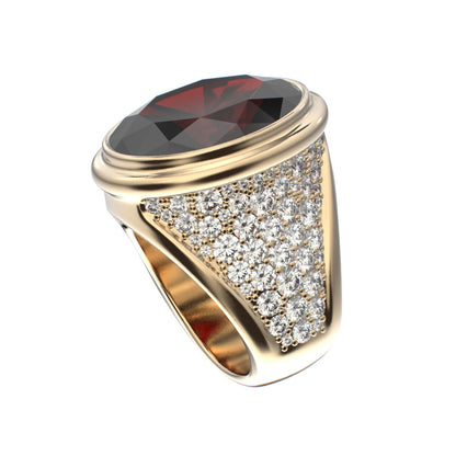 Signature Ring - Garnet & Diamond - 9ct Gold - BeckonJewel