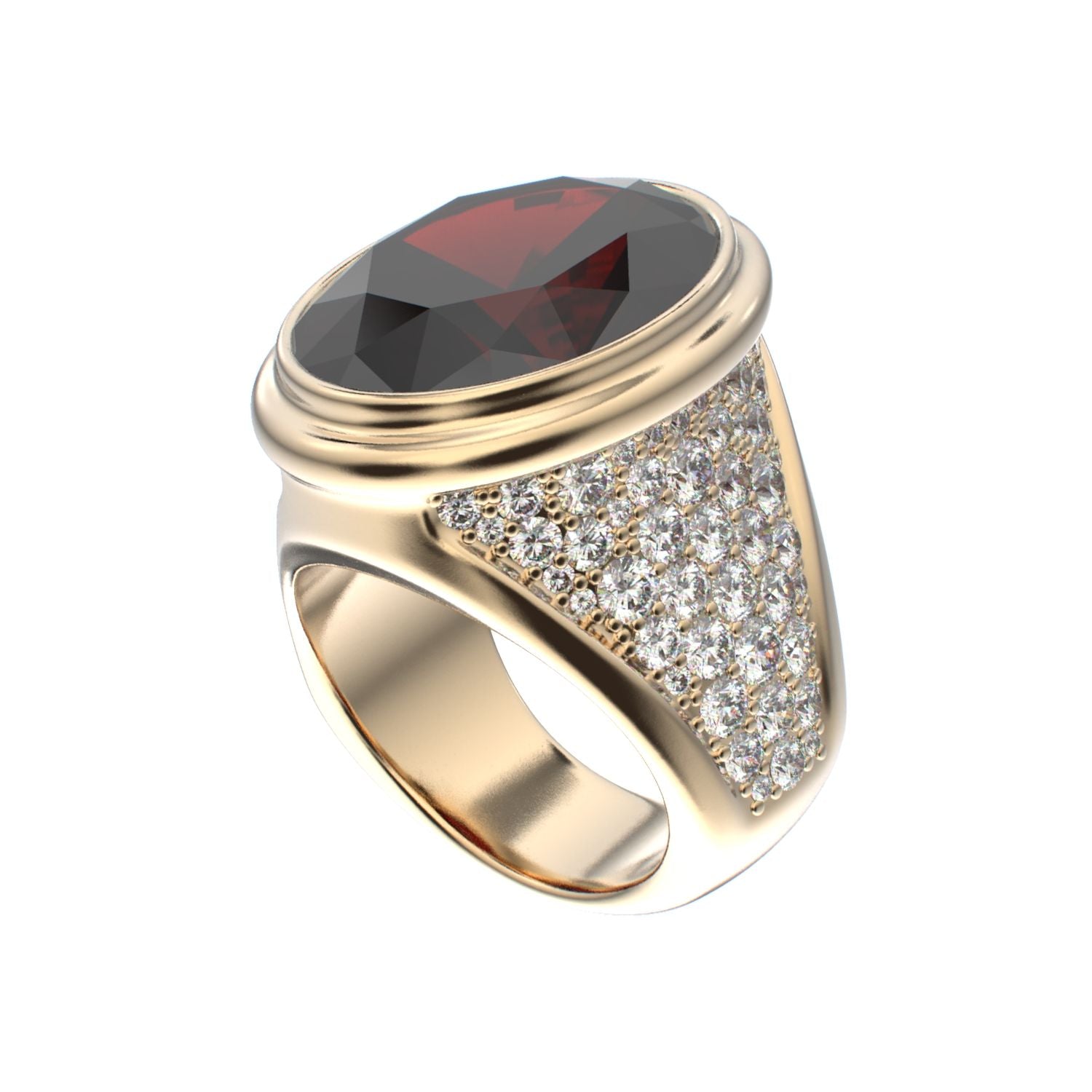 Signature Ring - Garnet & Diamond - 9ct Gold - BeckonJewel