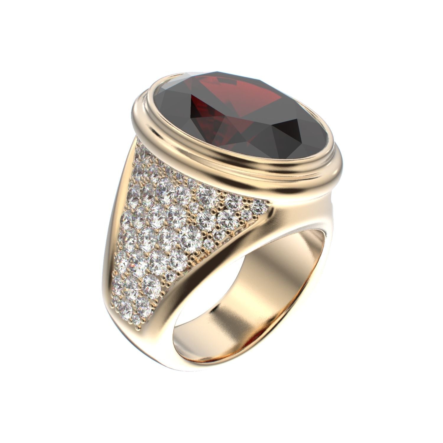 Signature Ring - Garnet & Diamond - 9ct Gold - BeckonJewel