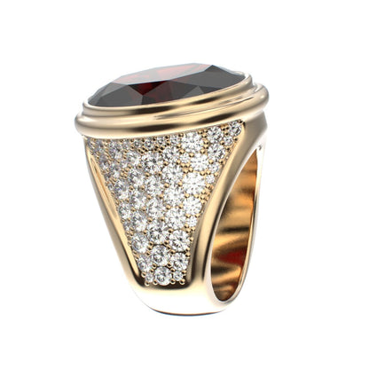 Signature Ring - Garnet & Diamond - 9ct Gold - BeckonJewel