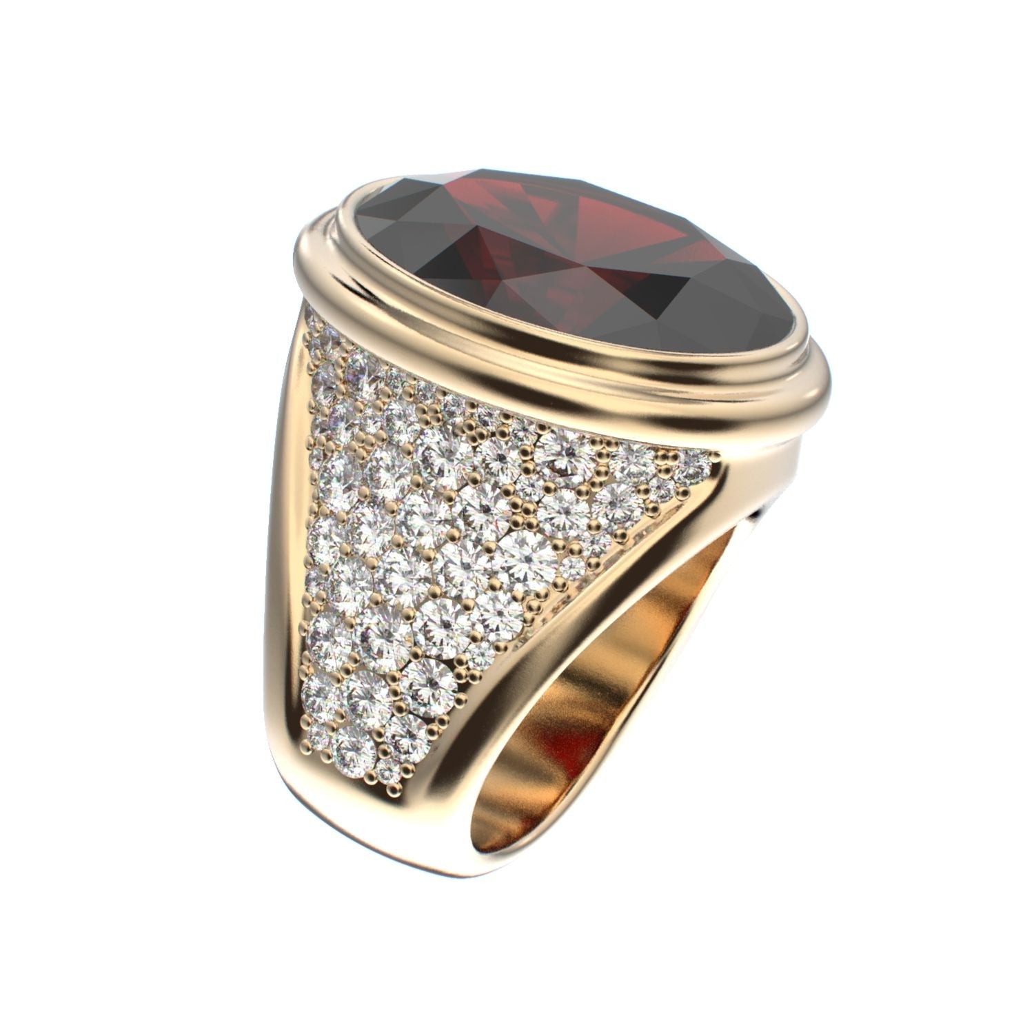 Signature Ring - Garnet & Diamond - 9ct Gold - BeckonJewel