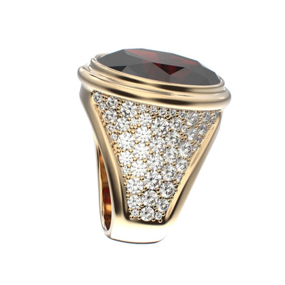 Signature Ring - Garnet & Diamond - 9ct Gold - BeckonJewel