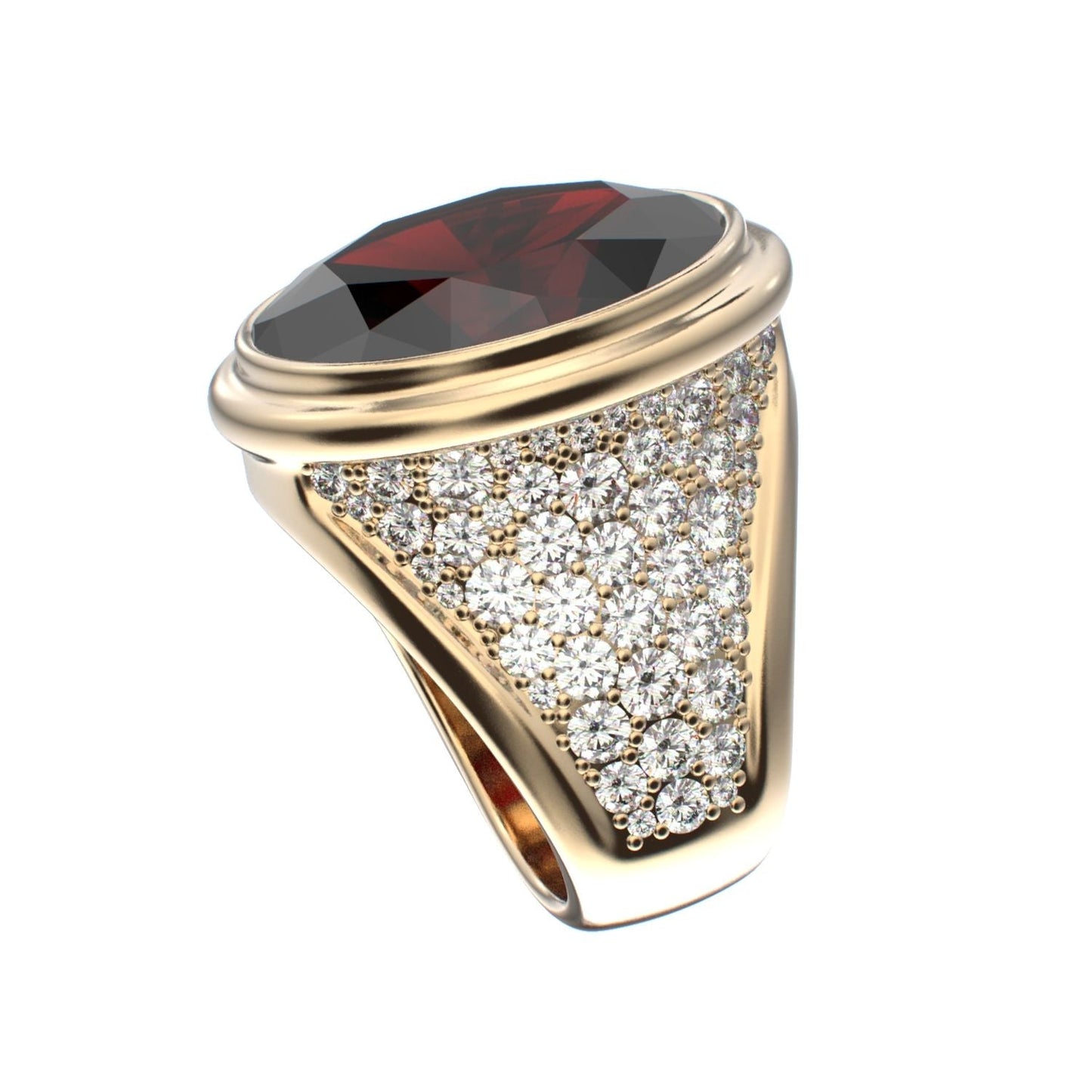 Signature Ring - Garnet & Diamond - 9ct Gold - BeckonJewel