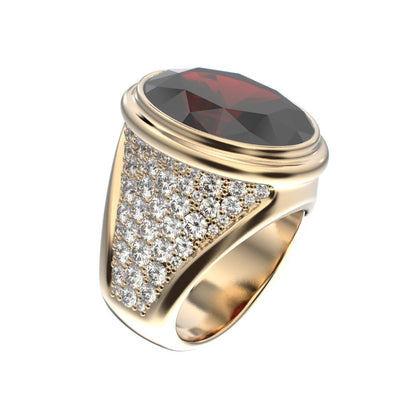 Signature Ring - Garnet & Diamond - 9ct Gold - BeckonJewel