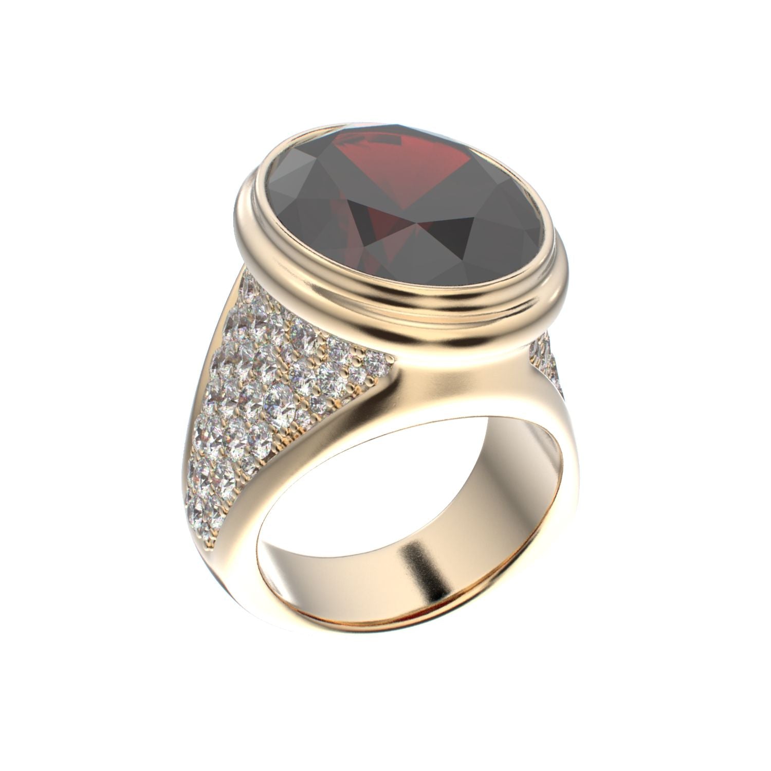 Signature Ring - Garnet & Diamond - 9ct Gold - BeckonJewel