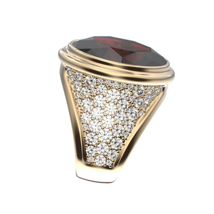 Signature Ring - Garnet & Diamond - 9ct Gold - BeckonJewel