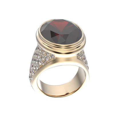 Signature Ring - Garnet & Diamond - 9ct Gold - BeckonJewel