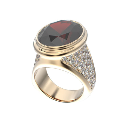 Signature Ring - Garnet & Diamond - 9ct Gold - BeckonJewel