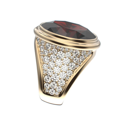 Signature Ring - Garnet & Diamond - 9ct Gold - BeckonJewel