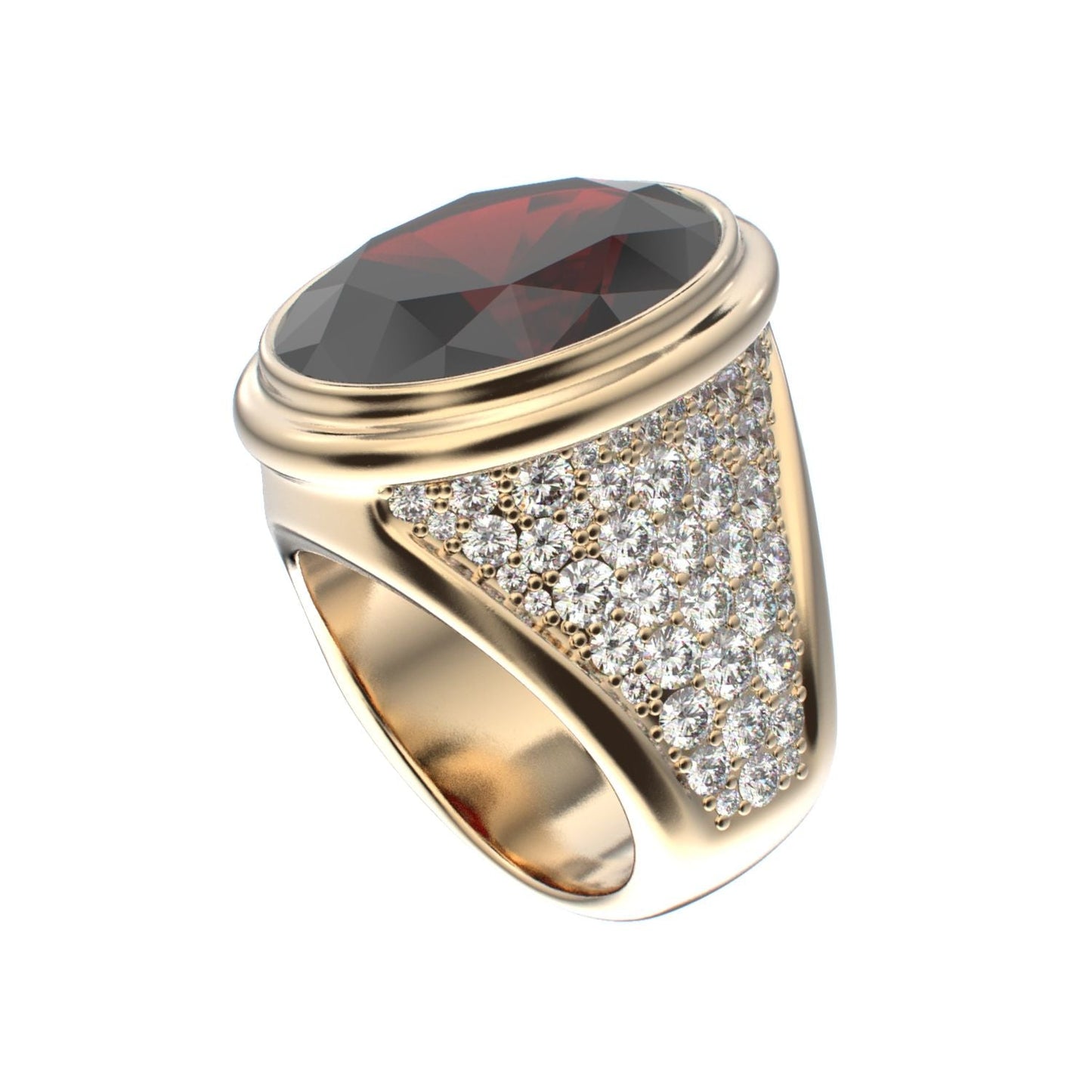 Signature Ring - Garnet & Diamond - 9ct Gold - BeckonJewel