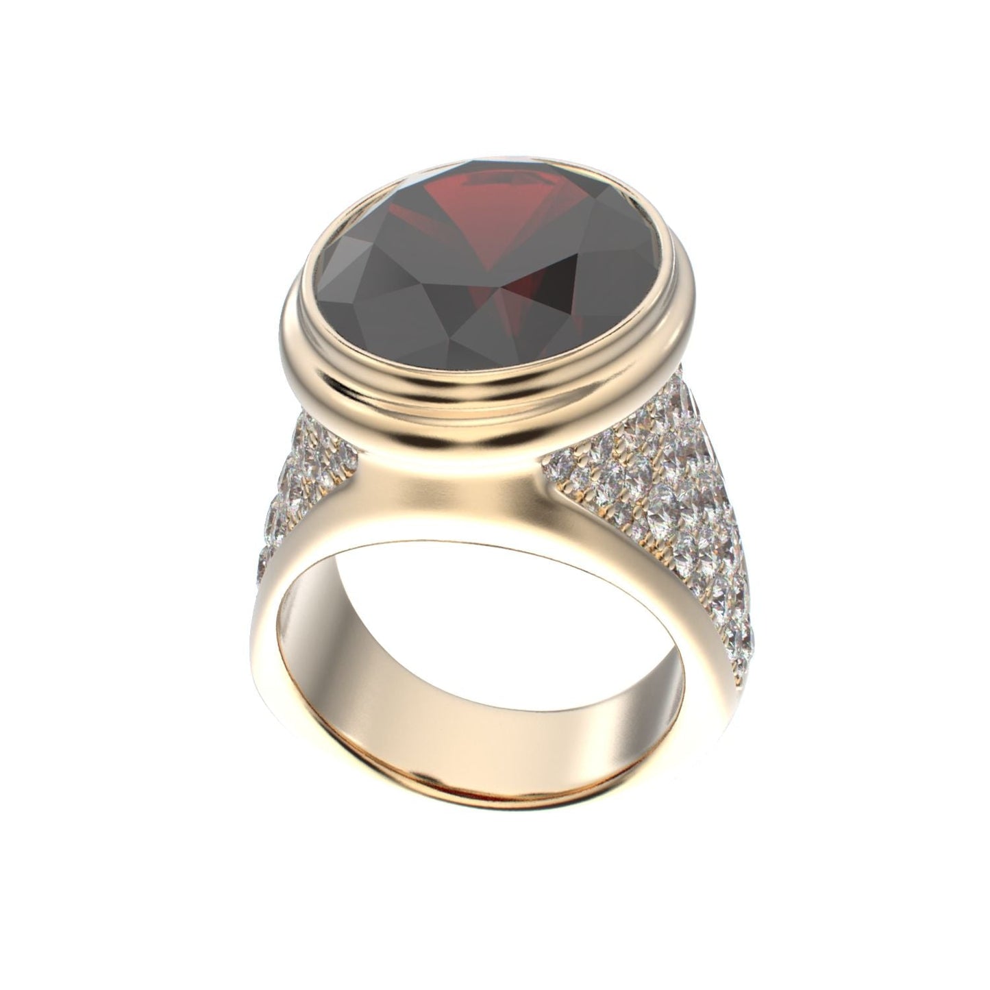 Signature Ring - Garnet & Diamond - 9ct Gold - BeckonJewel