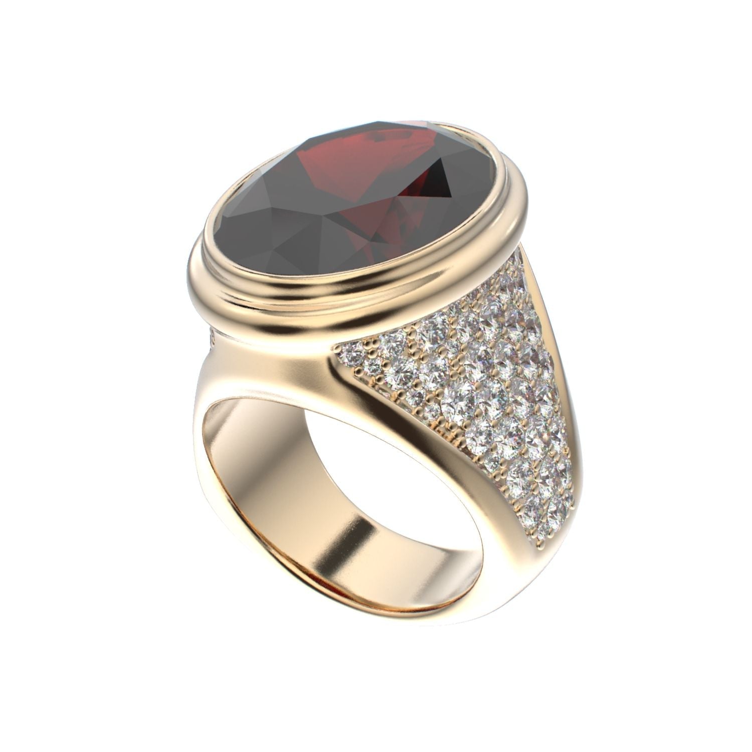 Signature Ring - Garnet & Diamond - 9ct Gold - BeckonJewel