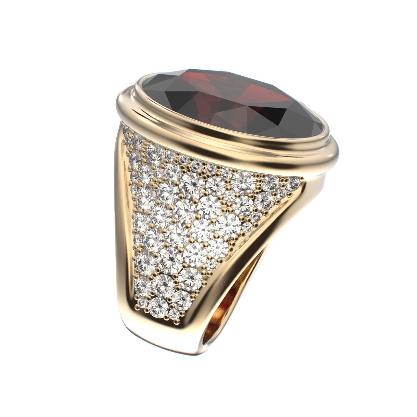 Signature Ring - Garnet & Diamond - 9ct Gold - BeckonJewel