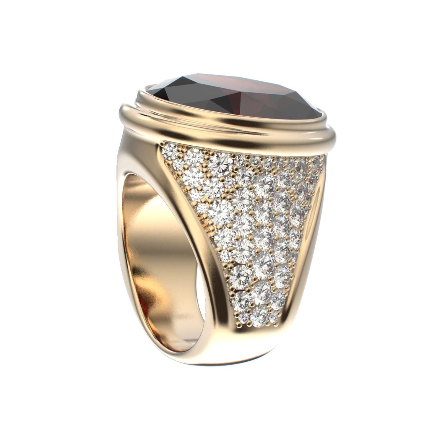 Signature Ring - Garnet & Diamond - 9ct Gold - BeckonJewel