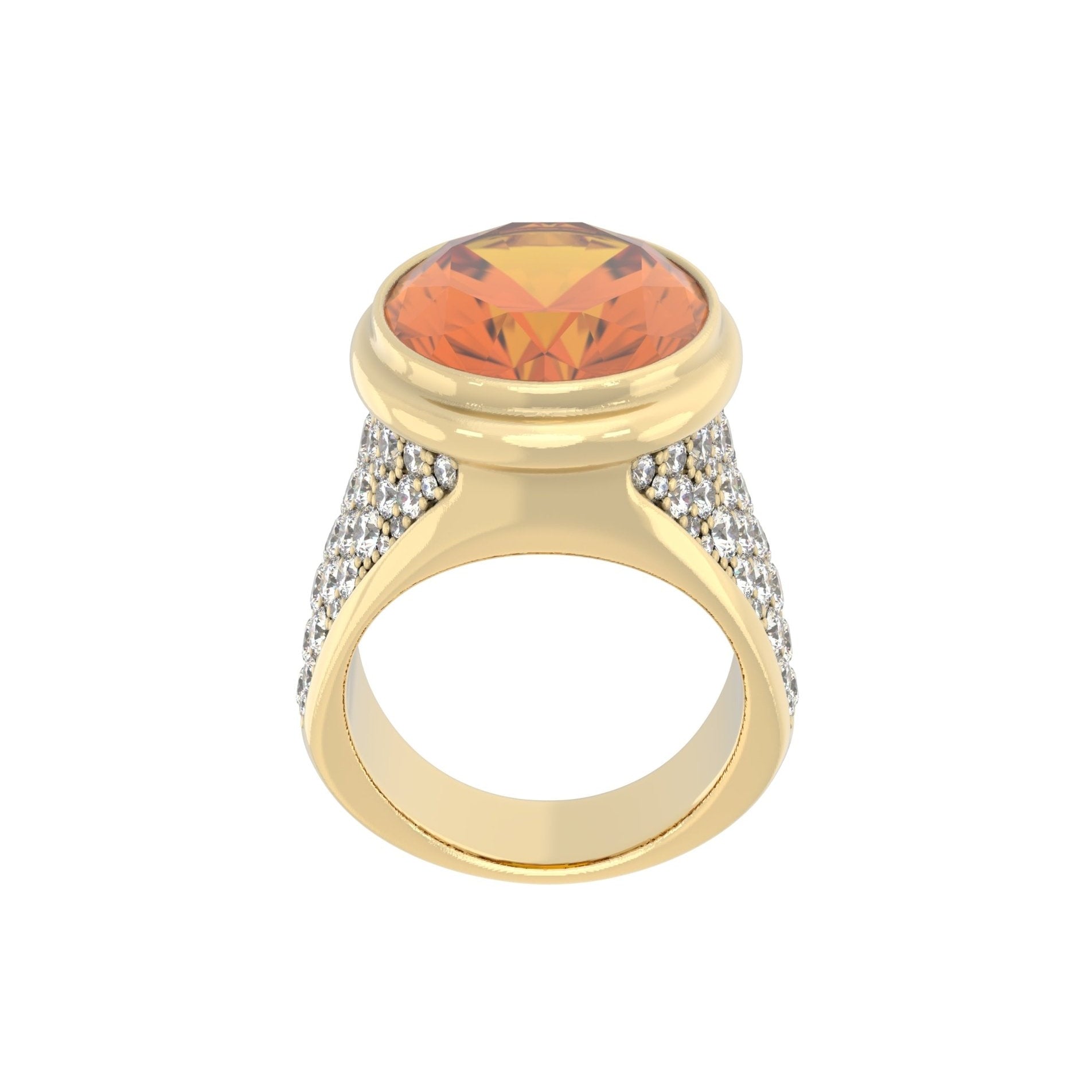 Signature Ring - Handcrafted 9ct Yellow Gold - Citrine & Moissanite - BeckonJewel
