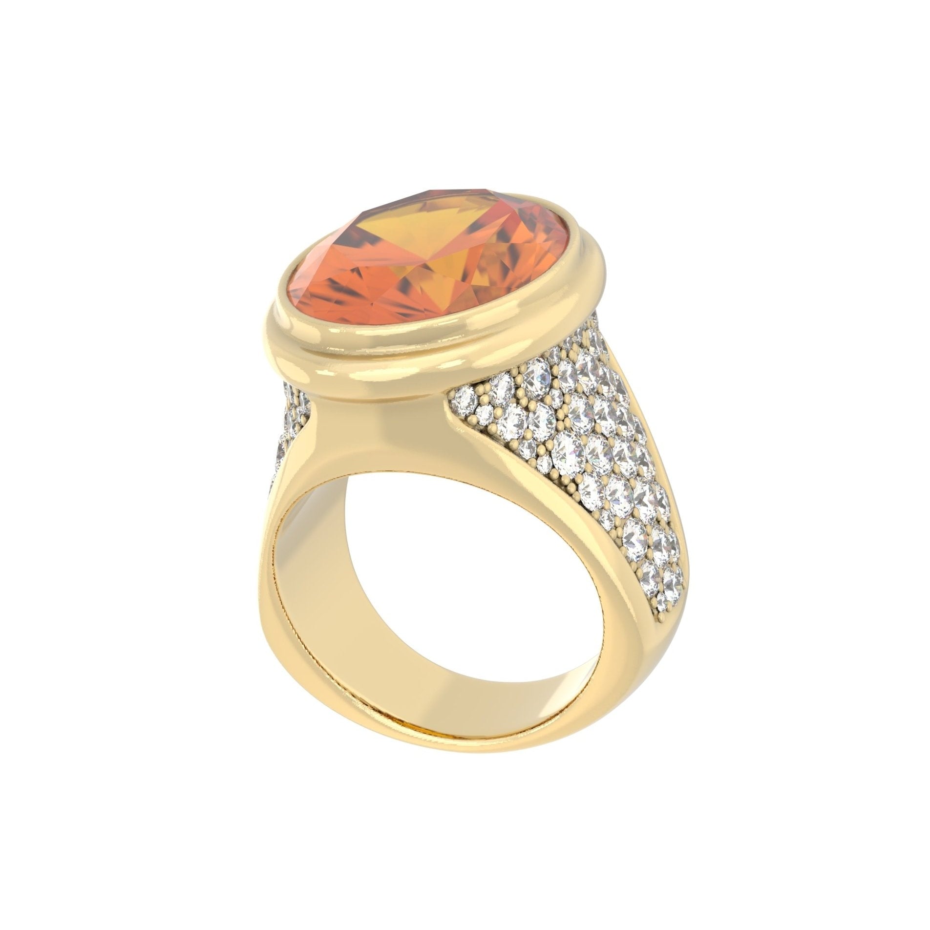 Signature Ring - Handcrafted 9ct Yellow Gold - Citrine & Moissanite - BeckonJewel