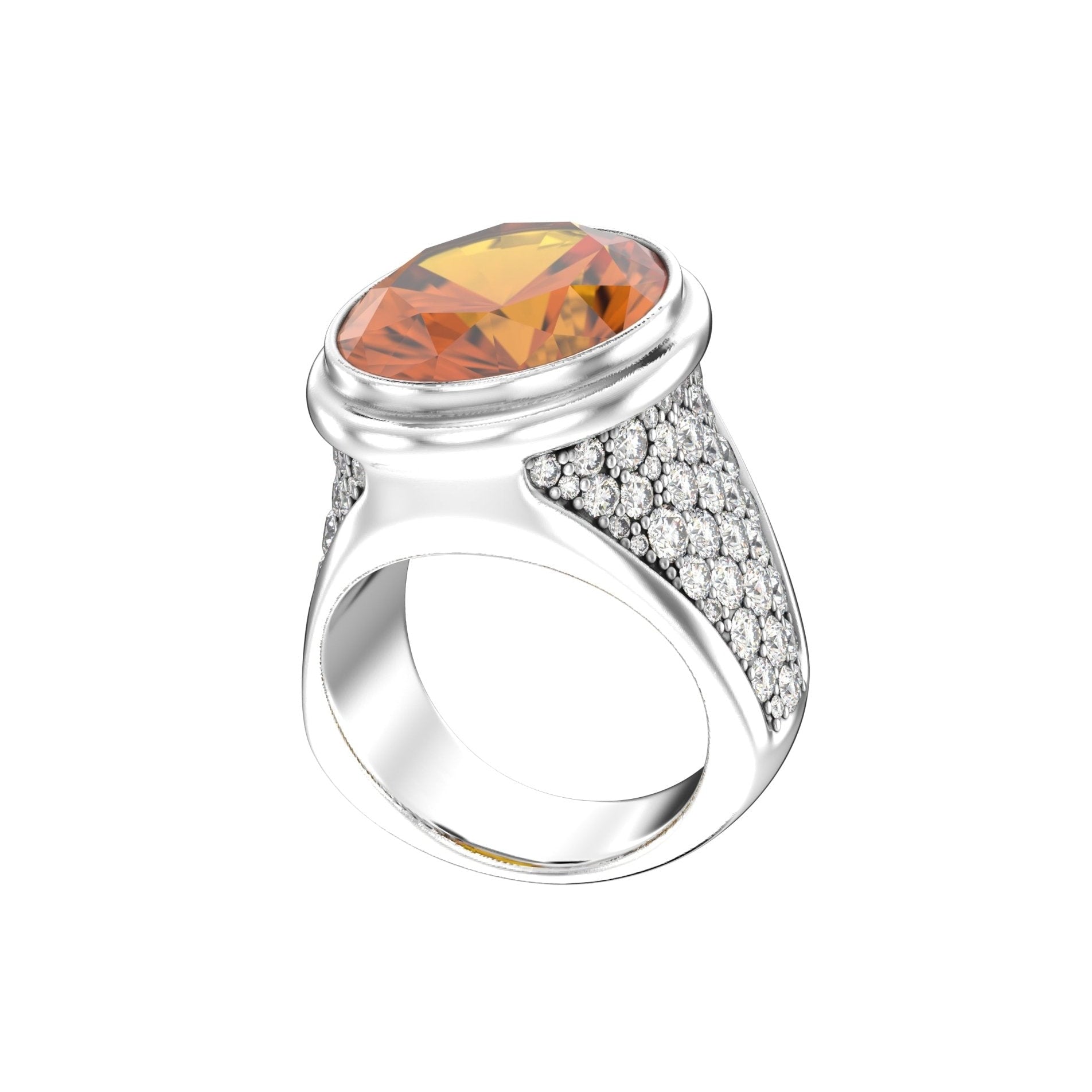 Signature Ring - Handcrafted Sterling Silver - Citrine & Moissanite - BeckonJewel