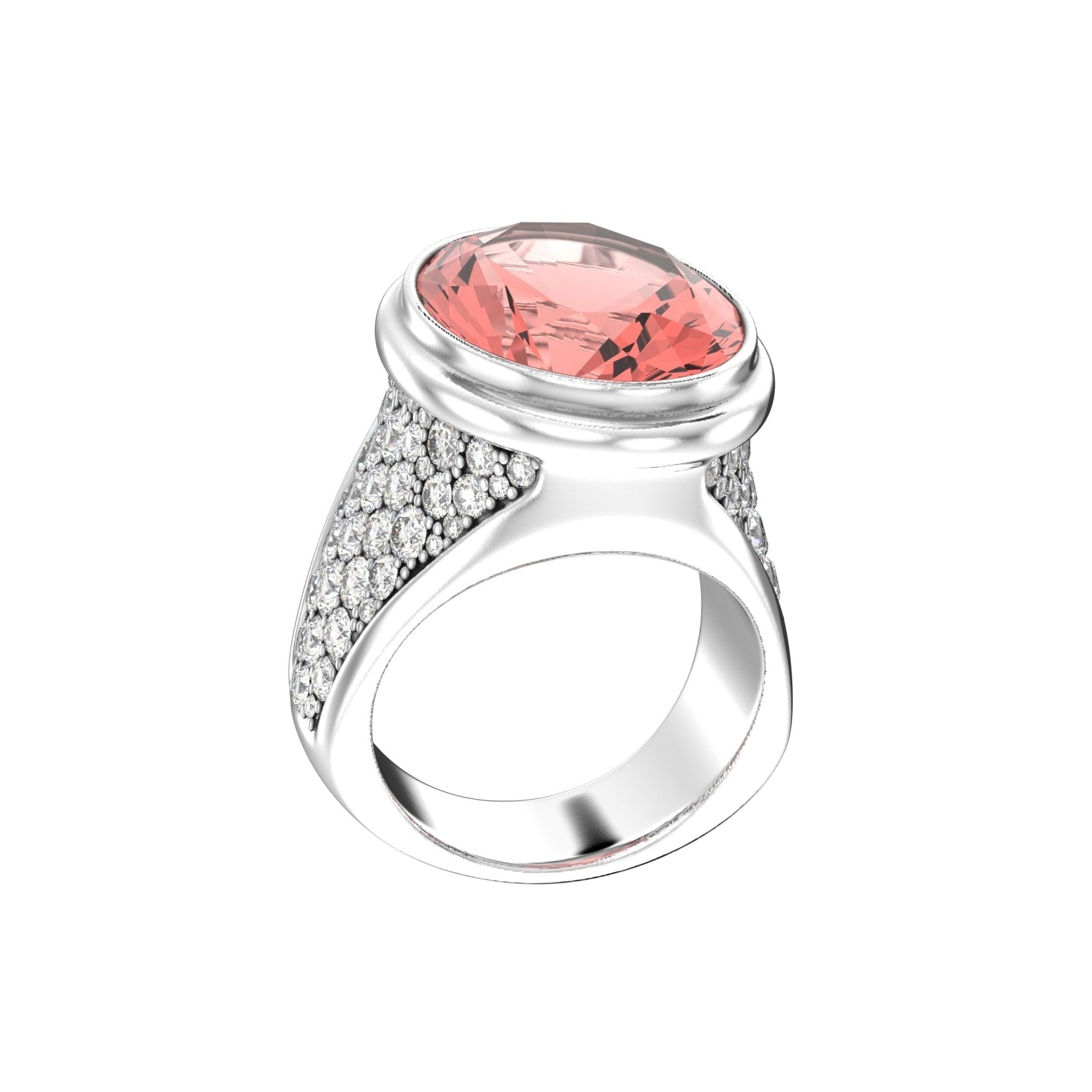 Signature Ring - Handcrafted Sterling Silver - Rosequartz & Moissanite not finished!!!!!!! - BeckonJewel