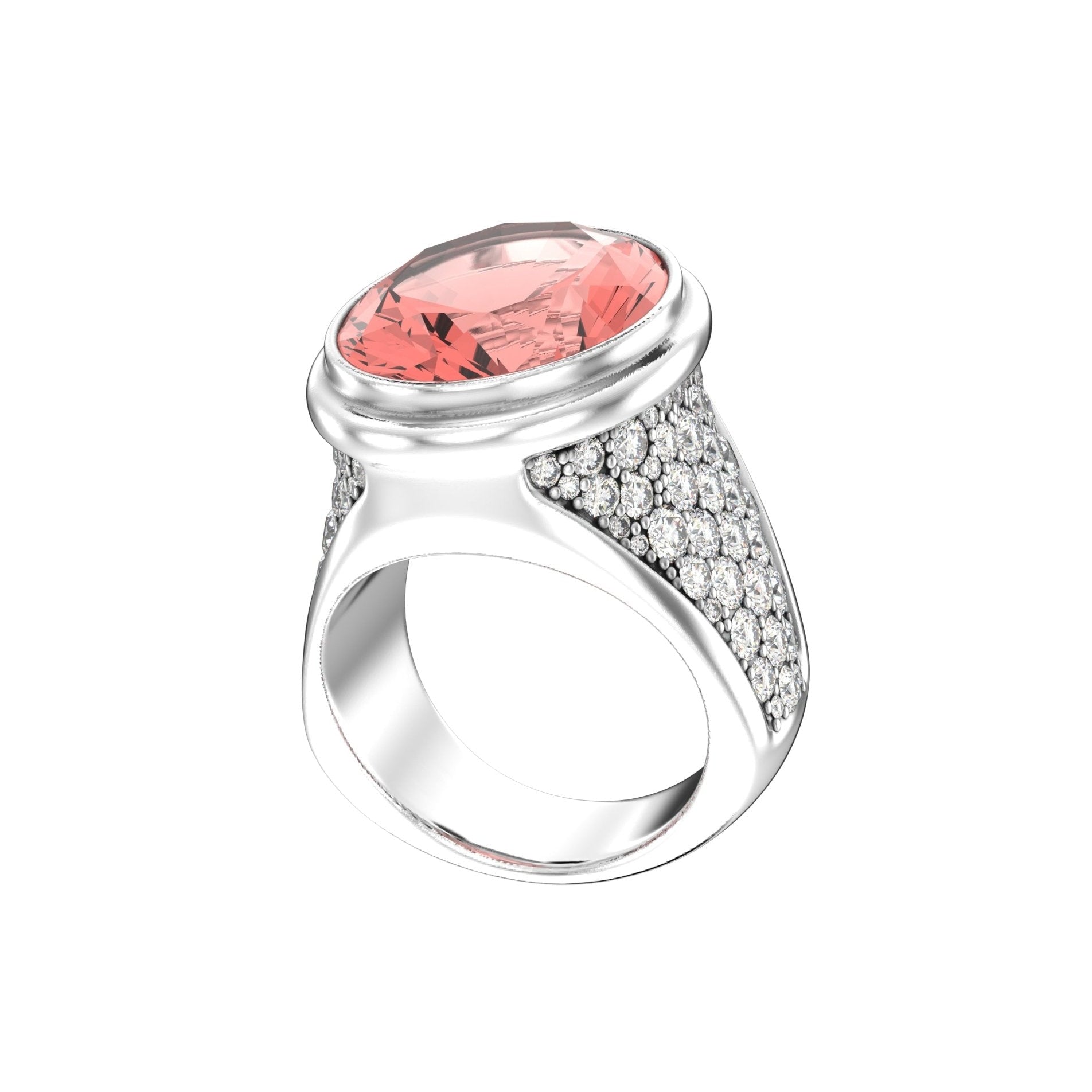 Signature Ring - Handcrafted Sterling Silver - Rosequartz & Moissanite not finished!!!!!!! - BeckonJewel