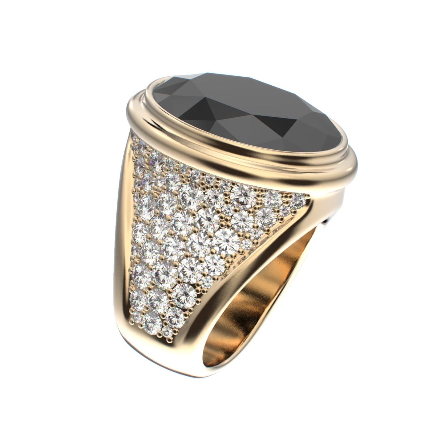 Signature Ring - Onyx & Diamond - 9ct Gold - BeckonJewel