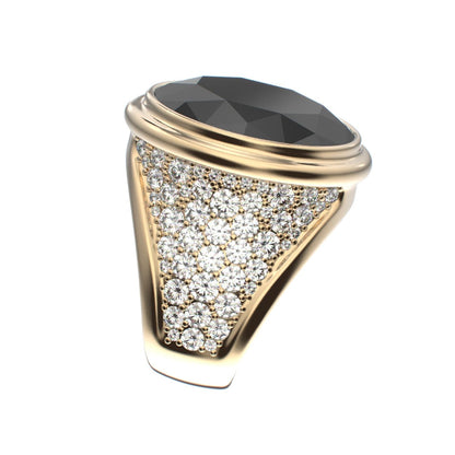 Signature Ring - Onyx & Diamond - 9ct Gold - BeckonJewel