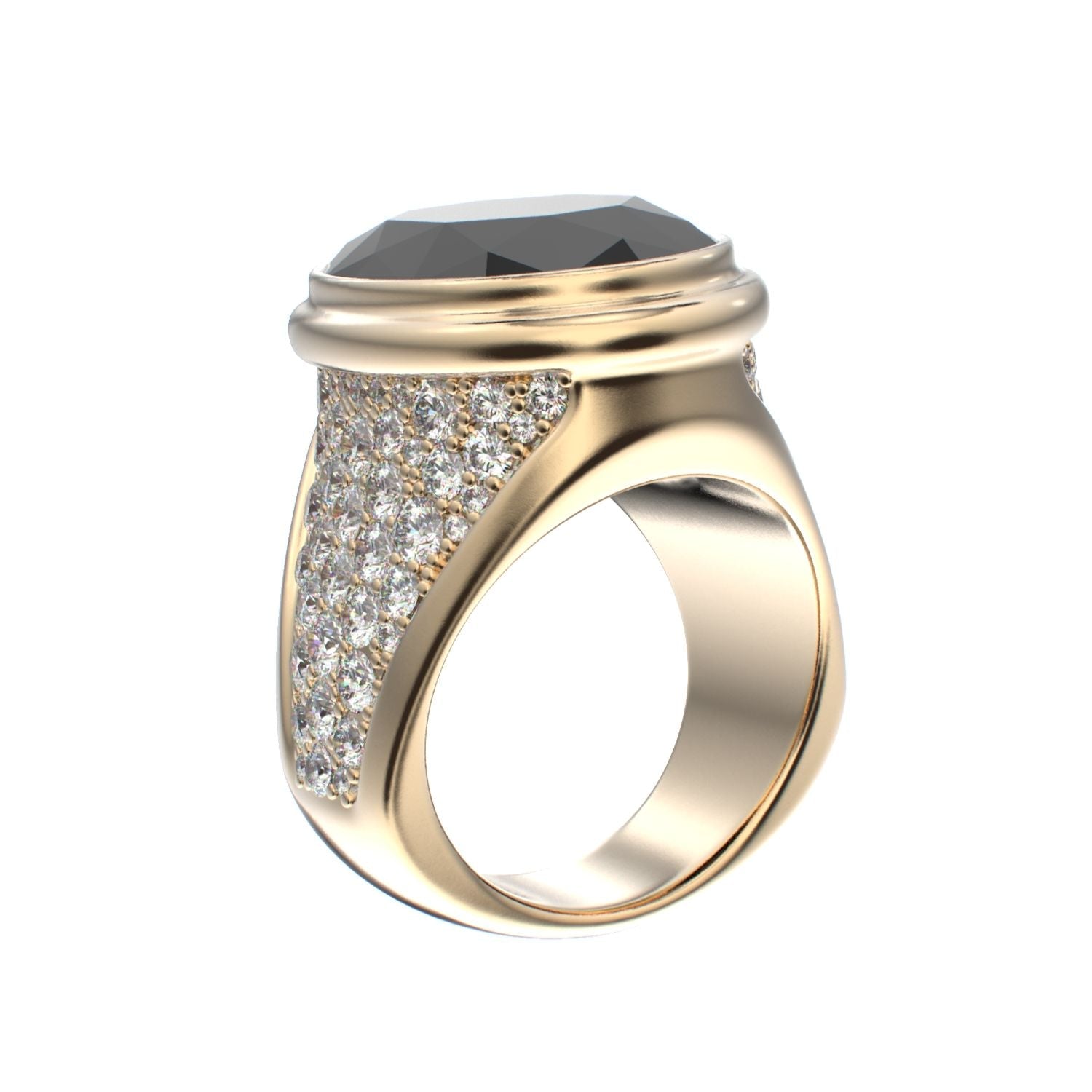 Signature Ring - Onyx & Diamond - 9ct Gold - BeckonJewel