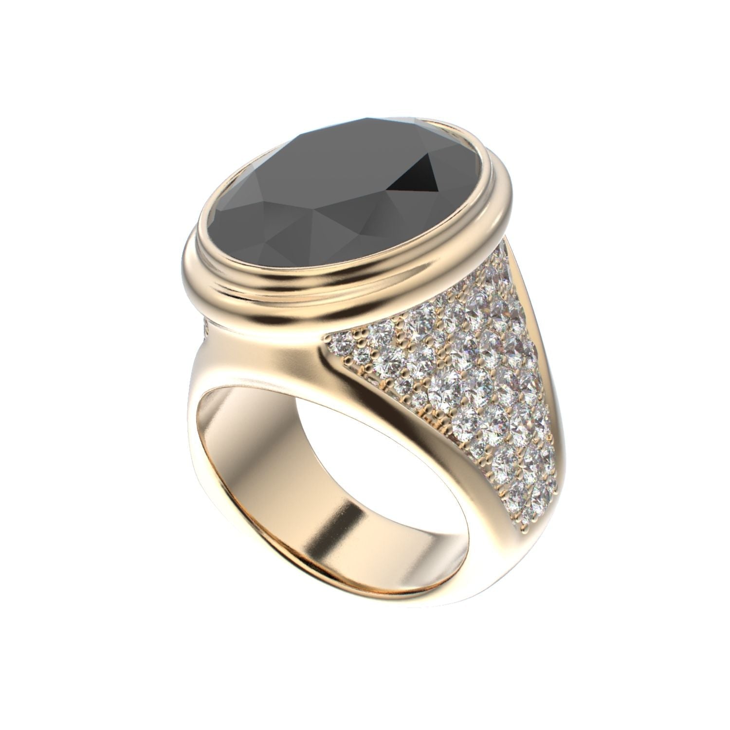 Signature Ring - Onyx & Diamond - 9ct Gold - BeckonJewel